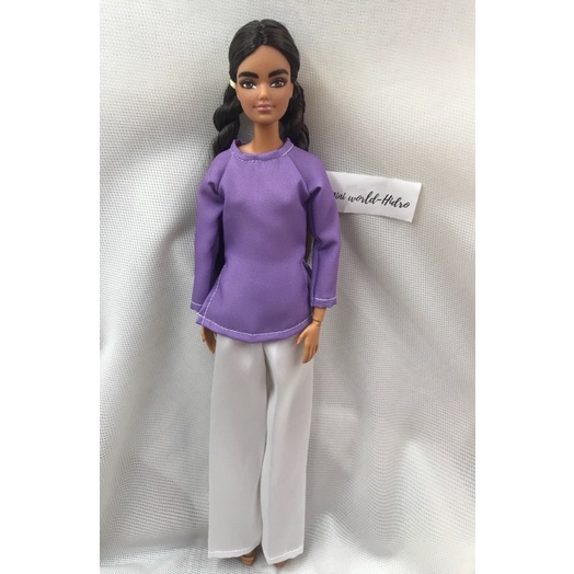 Mô hình set quần Áo bà ba truyền thống Việt Nam nón lá mini cho búp bê Barbie