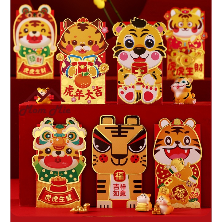 [Mới 2023] Bộ 4 bao lì xì Tết Quý Mão 2023 thiết kế xếp độc đáo, in nổi 3D, giấy bìa dày - LX014