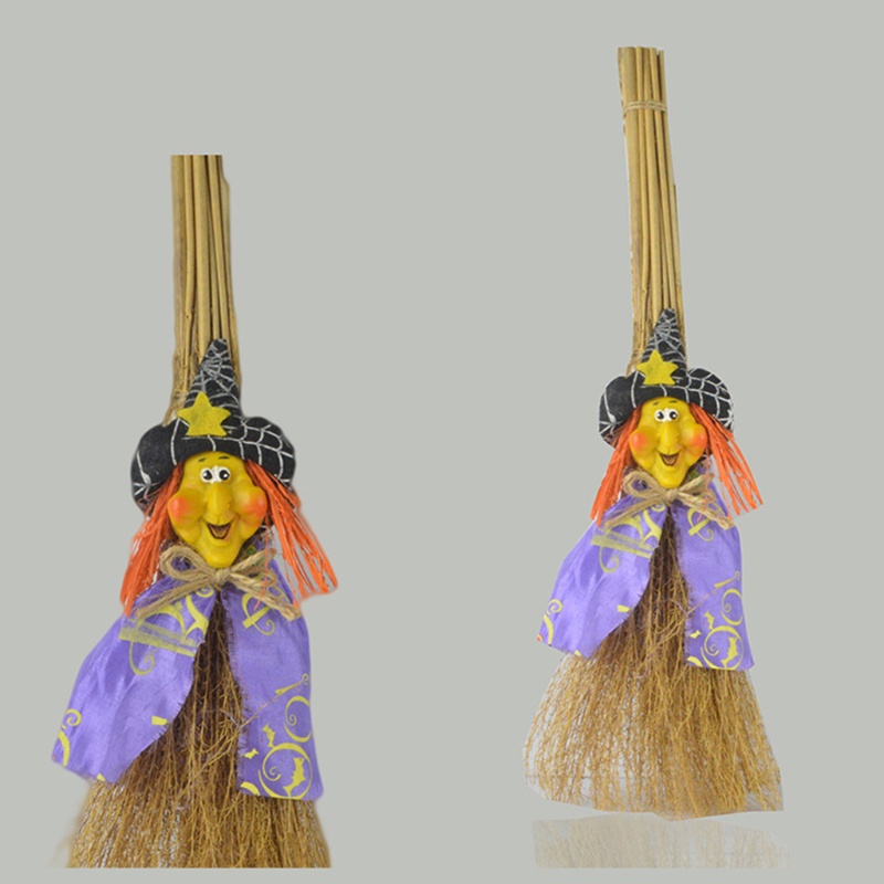 Chổi Phù Thủy Bằng Rơm Hóa Trang Halloween