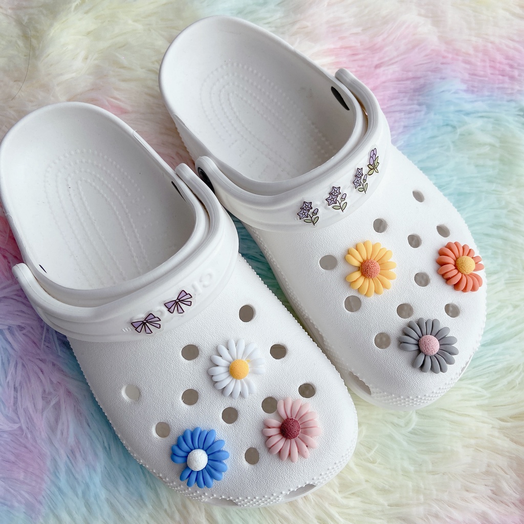 sticker dép crocsSet 6 Phụ Kiện Nút Giày Diy Chuyên Dụng#Daisy Nhỏ