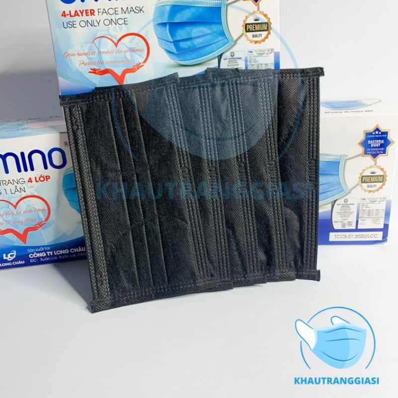 Khẩu trang y tế 4 lớp Umino màu đen hộp 50 chiếc