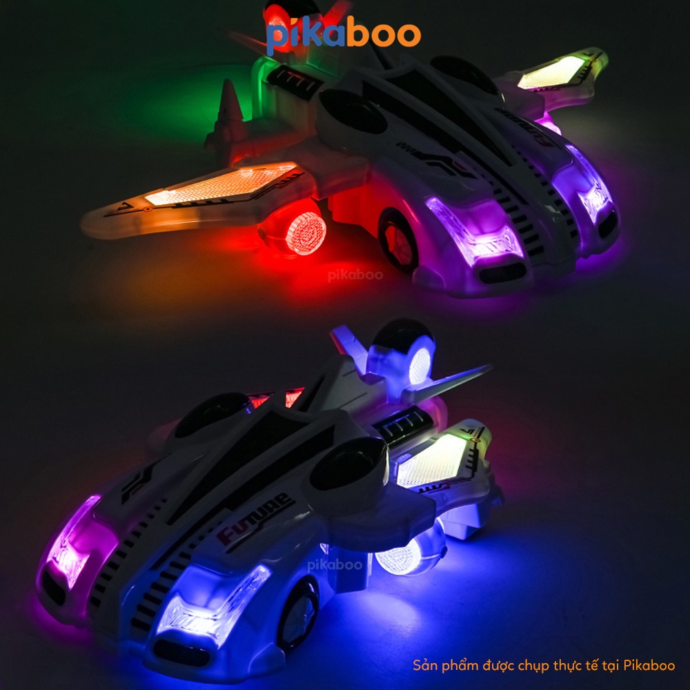 Đồ chơi ô tô biến hình khủng long cao cấp Pikaboo có đèn sắc màu, nhạc sôi động, chất liệu an toàn