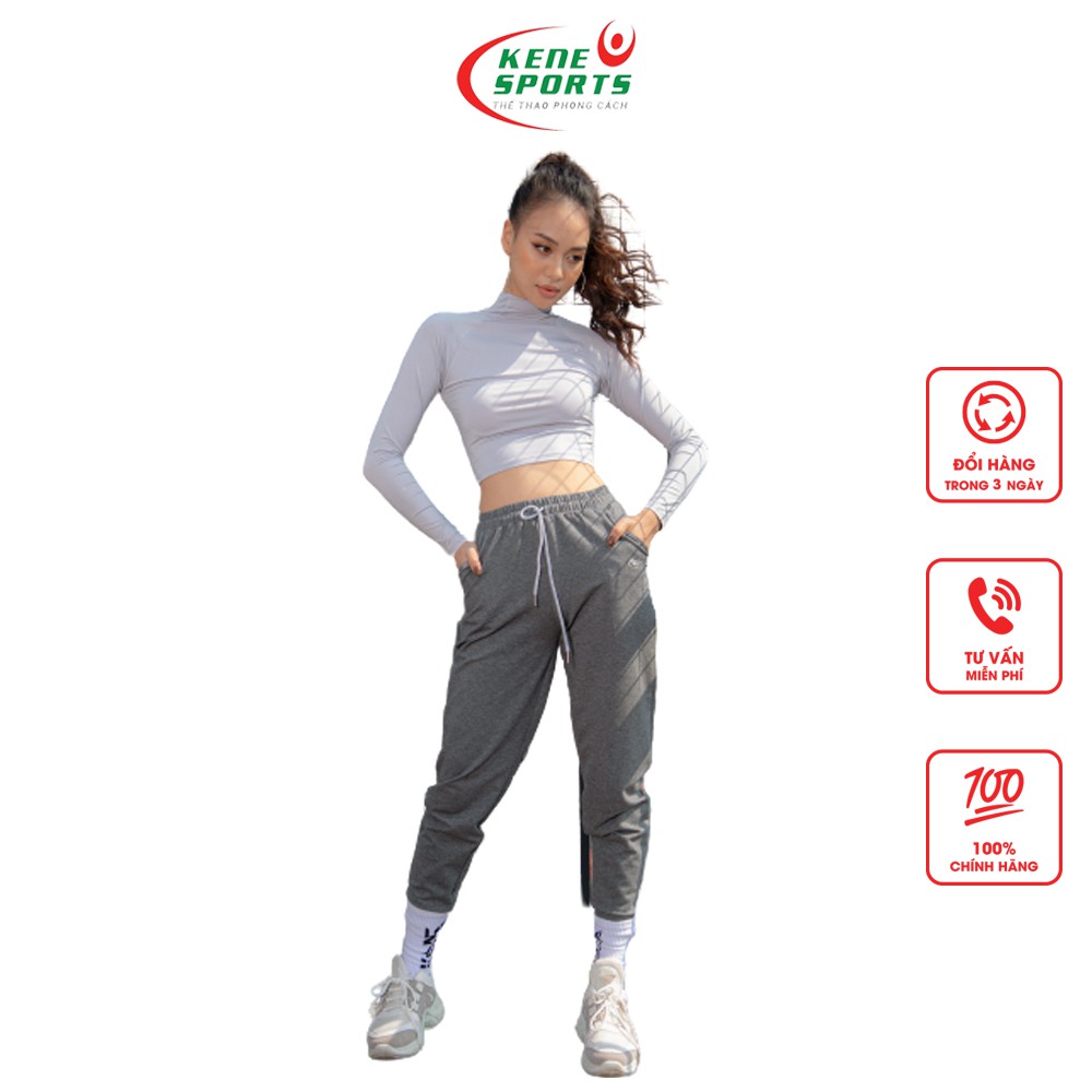 Áo tập Croptop cổ 3 phân tay dài Kene Sport - Áo tập co dãn thấm hút mồ hôi 2110A20004