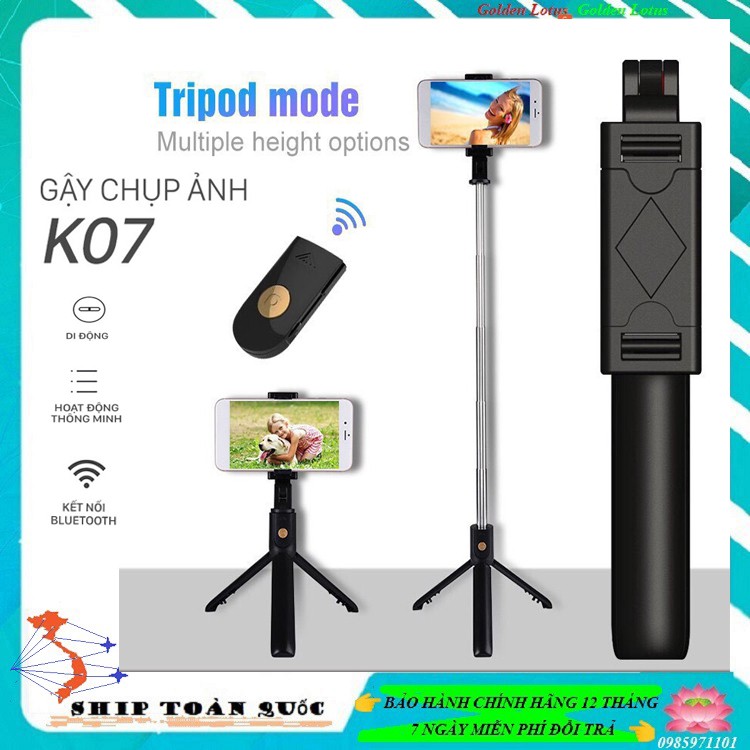 {Freeship }Gậy Tự Sướng Bluetooth K07, Gía Đỡ Điện Thoại Selfie, Gậy Chụp Hình Bluetooth