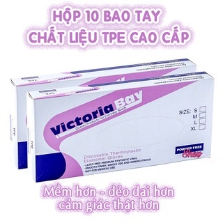 Hộp 100 Găng Tay Cao Su Tpe Victoria Bay Siêu Dai Dùng 1 Lần