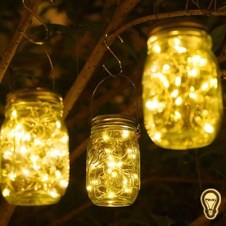 Lọ Thủy Tinh Kèm Đèn LED Năng Lượng Mặt Trời Cảm Biến Ánh Sáng Trang Trí Ngoài Trời Tiệc Dã Ngoại Cưới Cầu Hôn Tỏ Tình