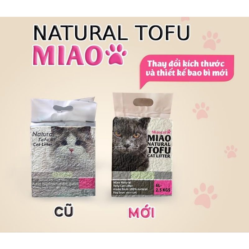 cát đậu phụ đậu nành cho mèo Miao natural cat litter 2.5kg 6L