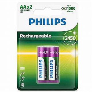 Vỉ 2 viên pin sạc aa 2450mah philips r6b2a245