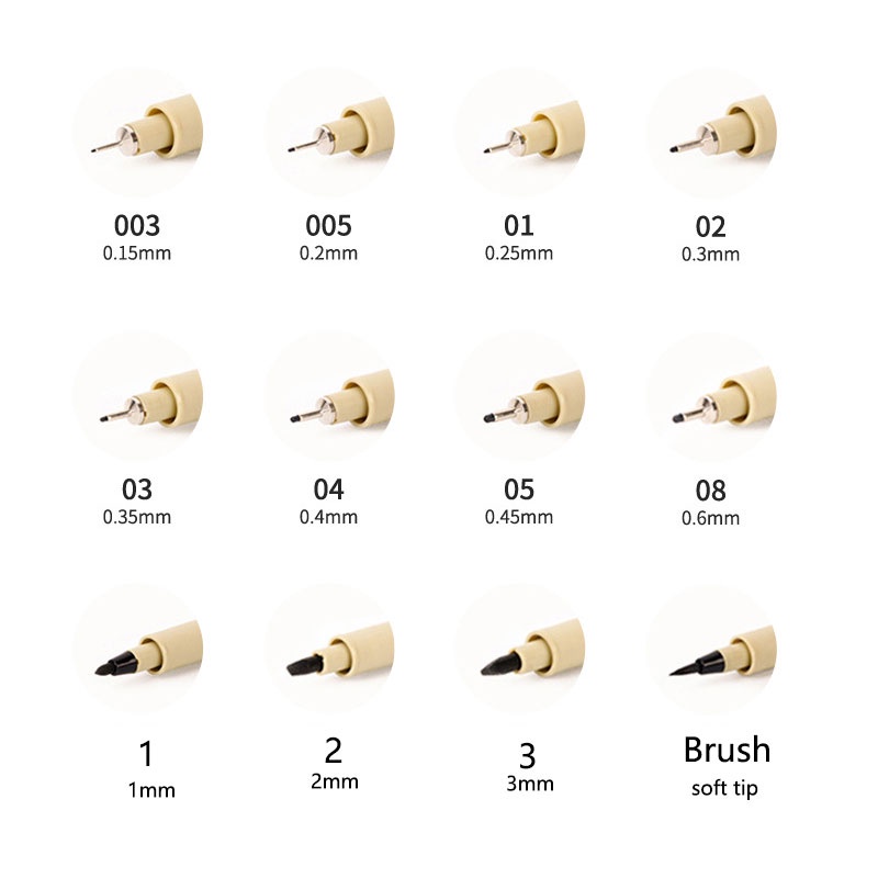 Set 3/5/7/8/9/11/12/13 Bút Lông Vẽ Tranh Chống Nước Tiện Dụng