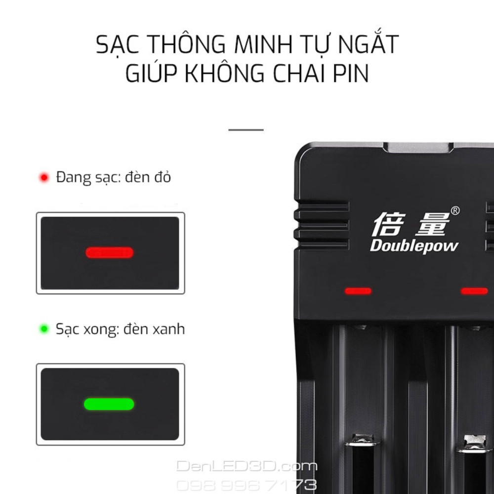 [Chính Hãng] Sạc Thông Minh Doublepow K65 3.7V 4.2V Sạc Các Loại Pin 14500, 18650 (không kèm pin)