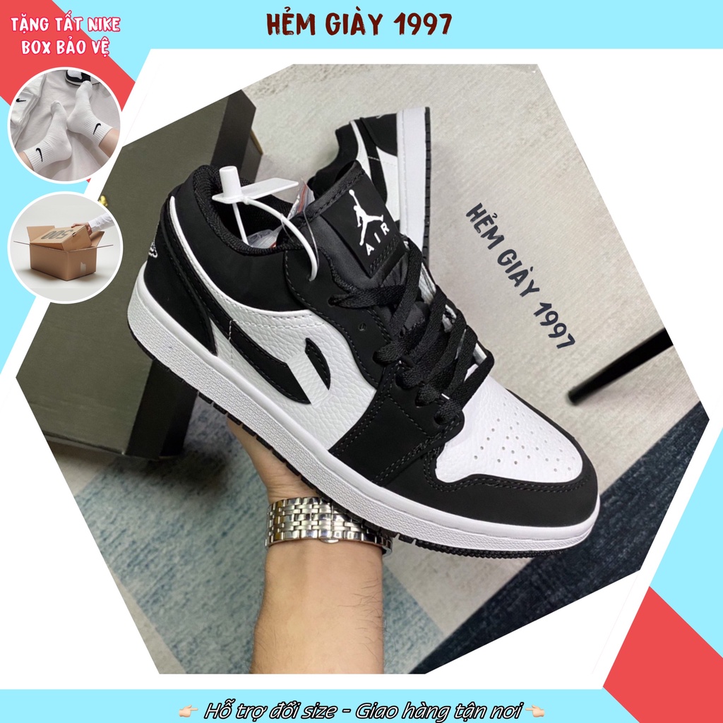 Giày thể thao nam nữ, jordan đen trắng cổ thấp, giày jd panda cao cấp, full size nam nữ đầy đủ hộp bill