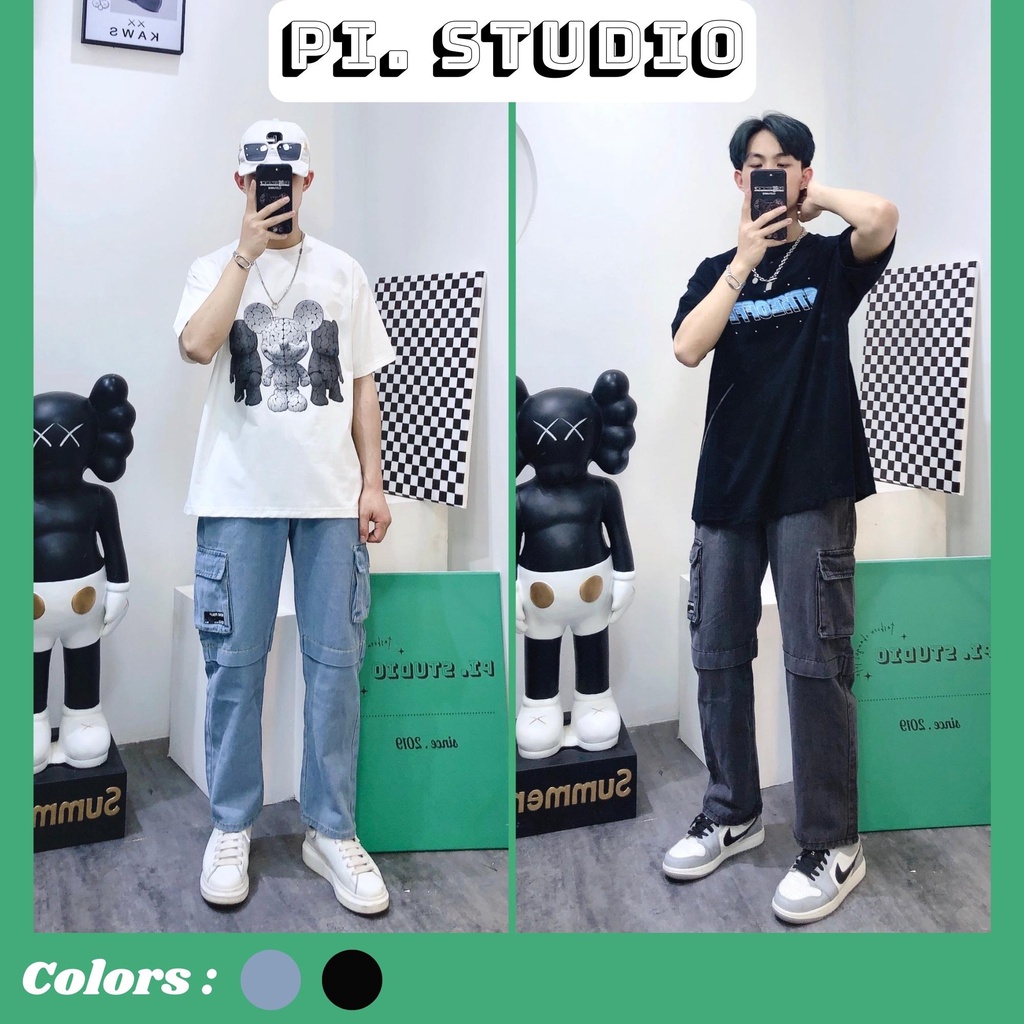 Quần jean ống rộng túi hộp, baggy form xuông QB150