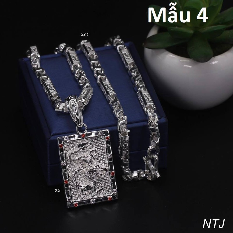 Dây Chuyền Vòng Cổ Nam Mạ Bạc 925 Rồng cuộn Uy Quyền