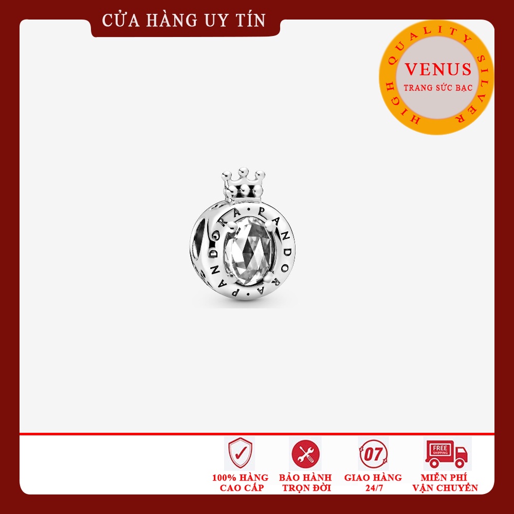 [Charm bạc 925 cao cấp] Charm vương miện đá trắng- Mã sản phẩm VENUSVMT