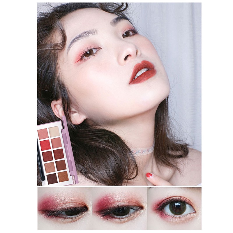 Bảng phấn mắt LAMEILA 10 màu lì lấp lánh chống thấm trang điểm đa năn