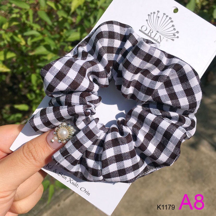 [Mã FAGOGO giảm 12% đơn 99K] Dây buộc tóc, cột tóc vải scrunchies caro cao cấp Orin K1179 | WebRaoVat - webraovat.net.vn