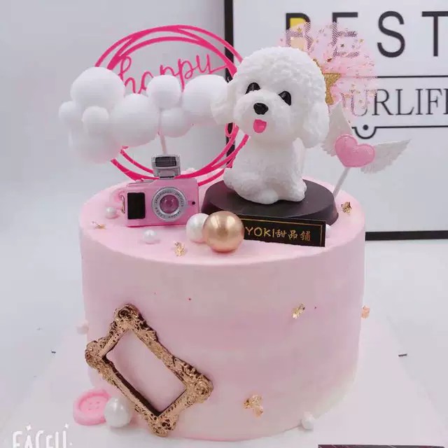 Chó poodle nhựa,cún nhựa trang trí bánh kem,bánh sinh nhật,làm đồ chơi