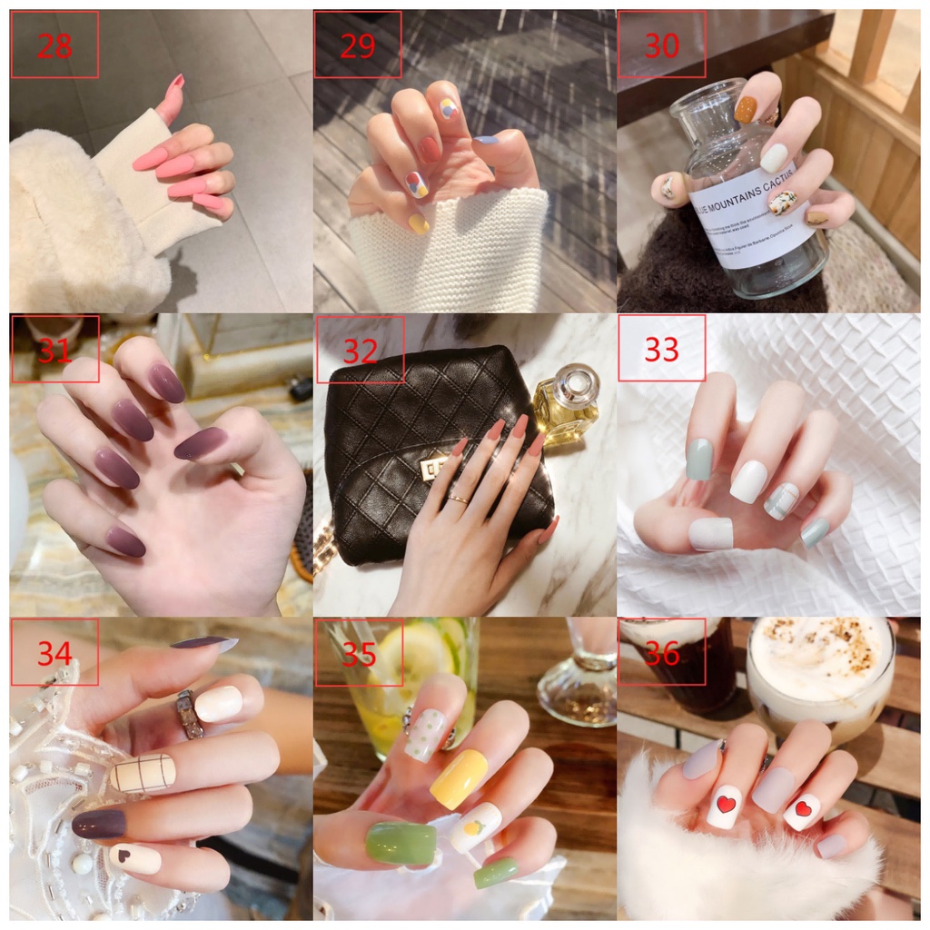 Set 24 Móng Tay Giả Họa Tiết Bò Sữa Đen Trắng Đáng Yêu Dùng Trang Trí Móng Nghệ Thuật