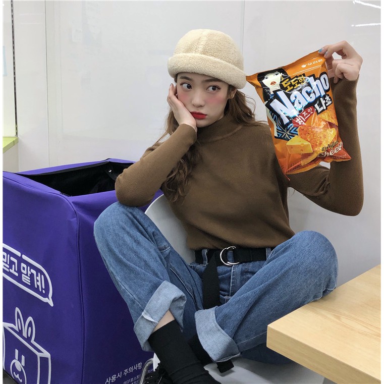 Cashmere suede Korean style round cap for women