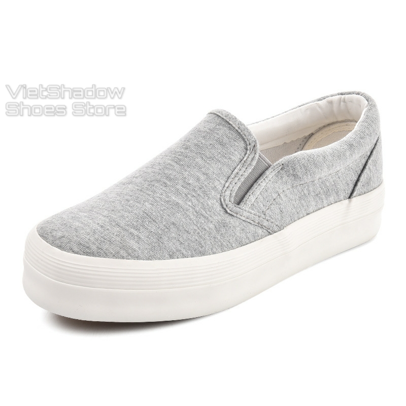 Slip on vải nữ - Giày lười vải nữ  đôn đế - Vải thô màu (trắng), (đen) đế trắng, đen full và (xám) - Mã SP F362