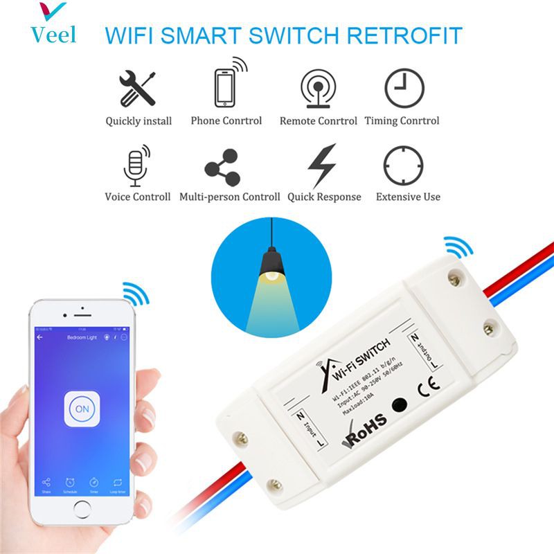 Module công tắc điều khiển Wifi không dây Ac90~220V Ewelink 2200w/10a