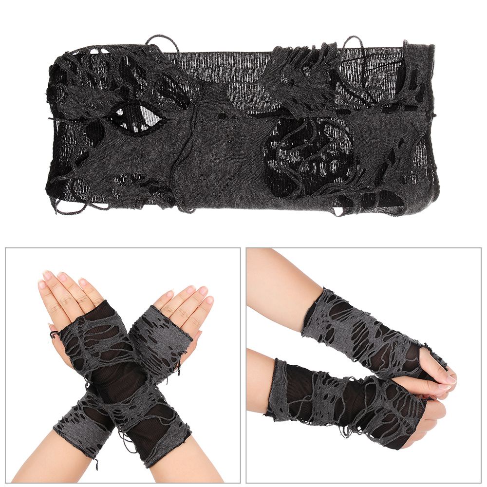 Găng Tay Dài Hở Ngón Màu Đen Phong Cách Gothic Hóa Trang Halloween