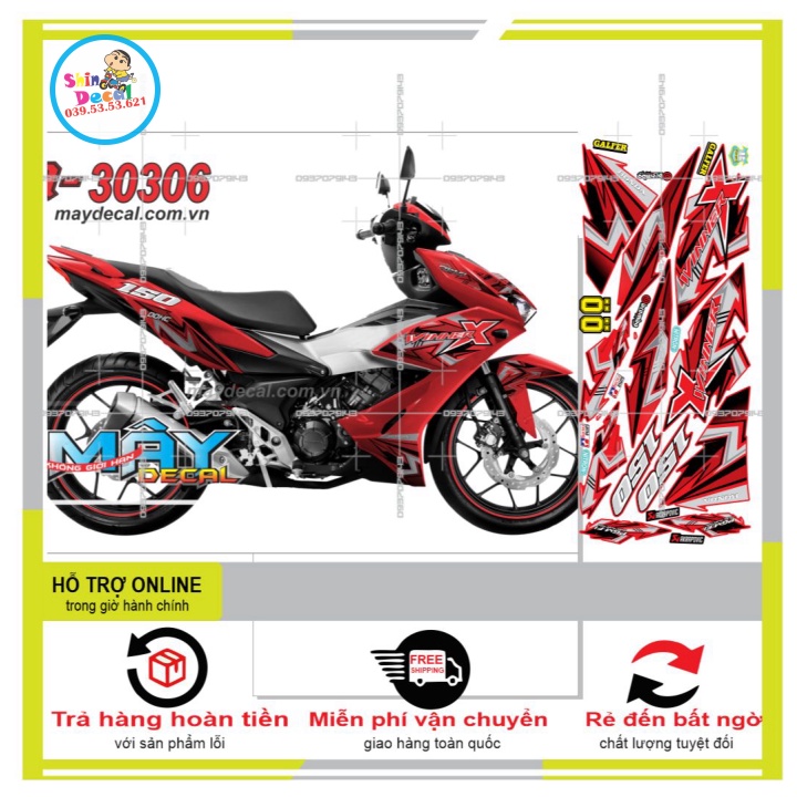 TEM XE WINNER X DÁN XE ĐỎ 30306 -- SHIN DECAL 2