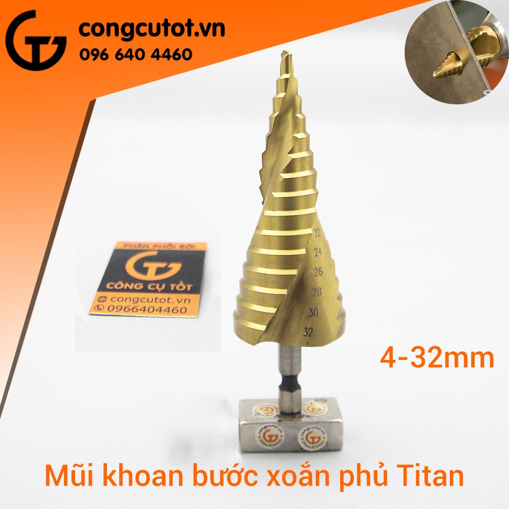 Mũi khoan bước xoắn phủ Titan 4241 chuôi lục