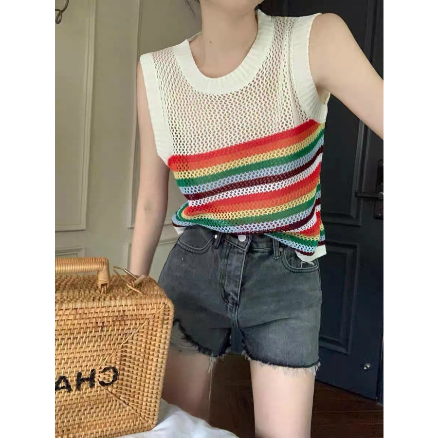 Áo len lưới sát nách sắc màu,thoáng mát,cực dễ mix đồ,hàng quảng châu đẹp mê-Minxy shop