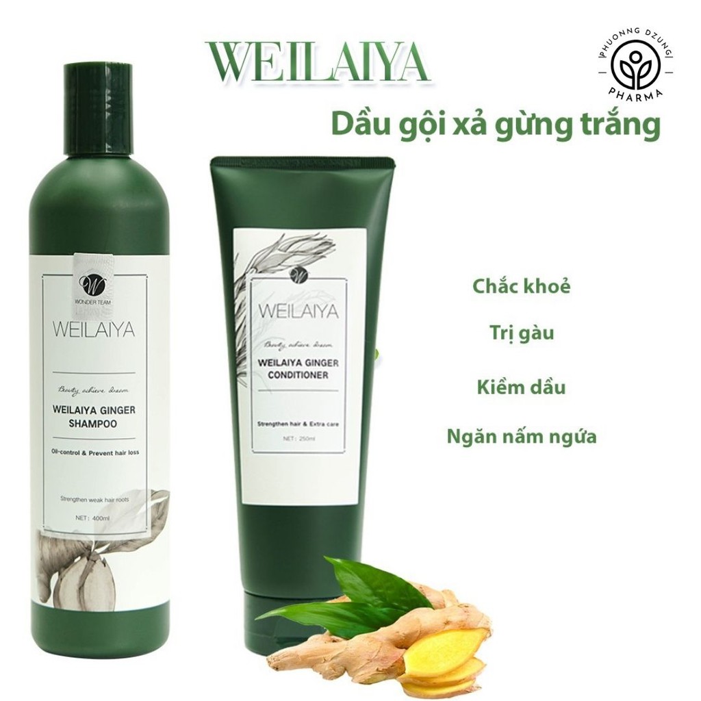 BỘ DẦU GỘI, XẢ GỪNG TRẮNG WEILAIYA (GINGER SHAMPOO VÀ GINGER CONDITIONER) - MANG LẠI MÁI TÓC SẠCH GÀU VÀ LUÔN BÓNG KHỎE