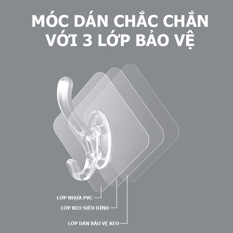 Móc treo quần áo dán tường trong suốt chịu lực chống thấm nước MDT00004