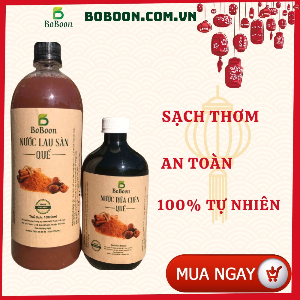 Combo Nước rửa chén và nước lau sàn enzym bồ hòn quế Boboon