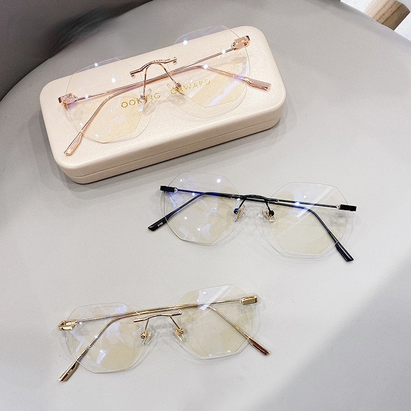 Khuyên Tai Kim Loại Không Viền Chống Ánh Sáng Xanh Phong Cách Hàn Quốc