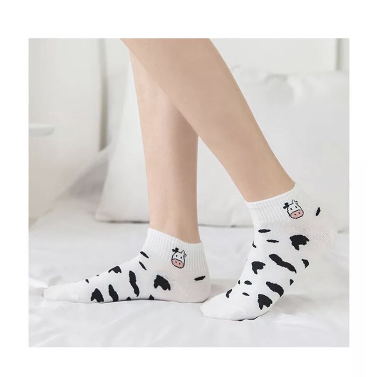 Set 5 Đôi Tất Vớ Cổ Ngắn Họa Tiết Bò Sữa Dễ Thương - Dumi Shop