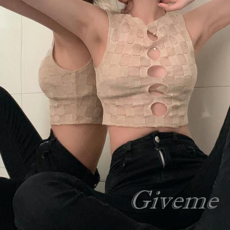 Áo Croptop Dệt Kim Sát Nách Màu Trơn Họa Tiết Kẻ Sọc Màu Sắc Thời Trang Cho Nữ