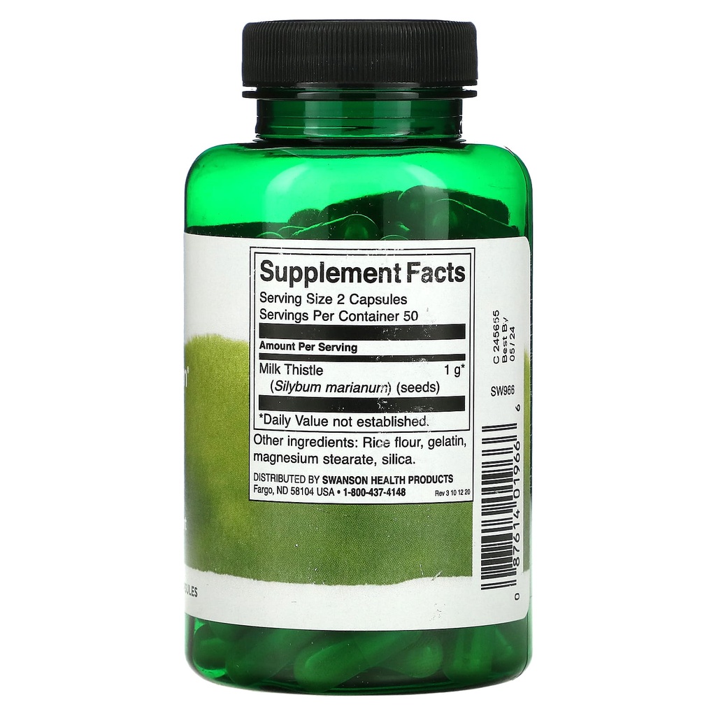 Viên uống giải độc gan Swanson Milk Thistle 1000mg 100 Viên