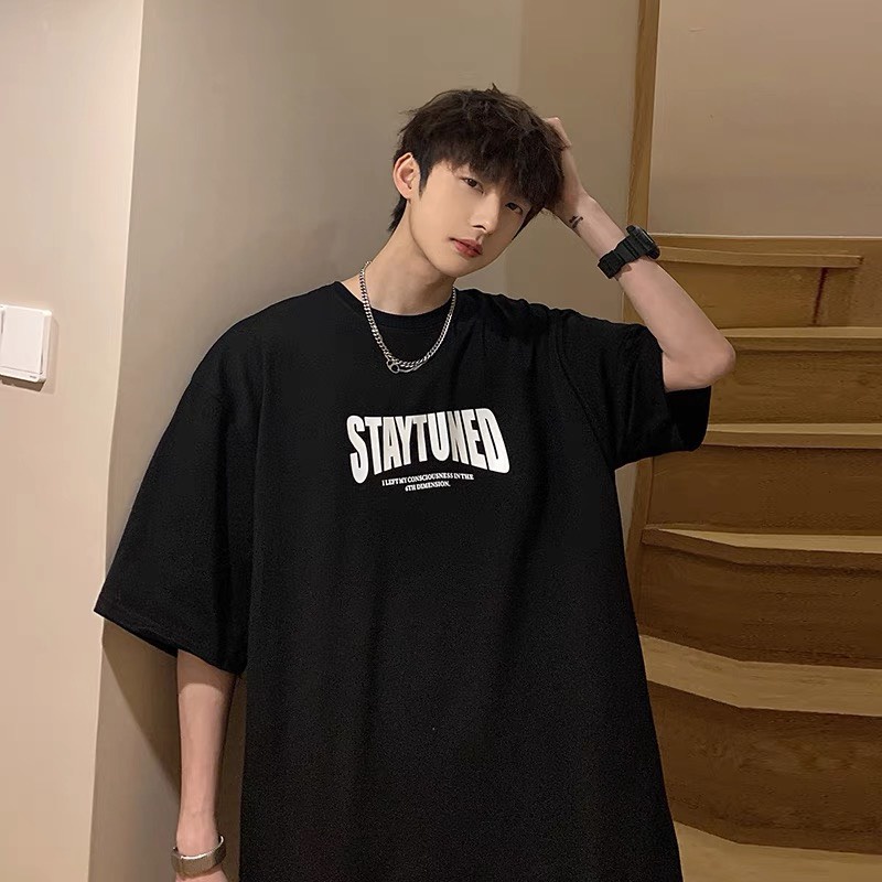 Áo phông tay lỡ form rộng unisex nam nữ phong cách AT509