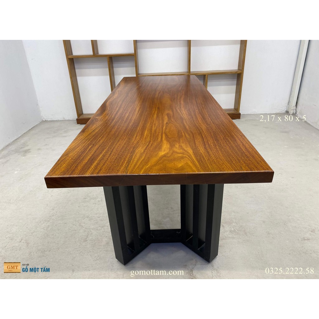 Bàn làm việc gỗ tự nhiên, Bàn họp gỗ tự nhiên nguyên tấm dài 2,17m rộng 80cm dày 5cm | BigBuy360 - bigbuy360.vn