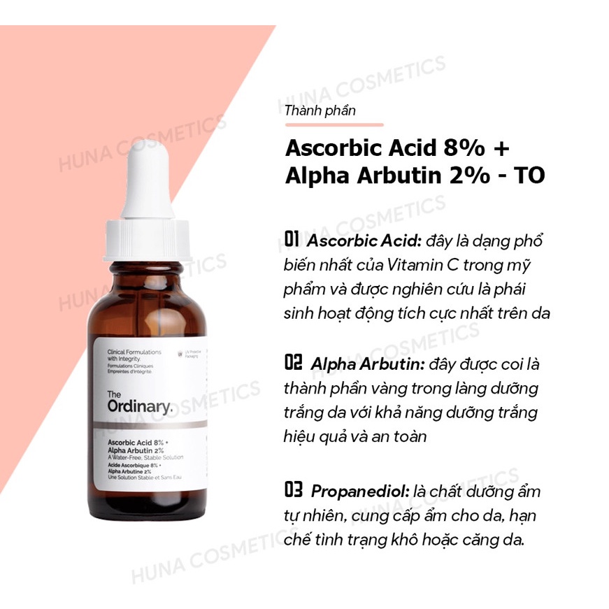 [AUTH]  Serum sáng da Ascorbic Acid 8% + Alpha Arbutin 2% - The Ordinary