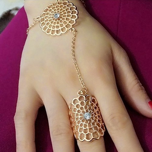 Nhẫn đeo tay thiết kế độc đáo thời trang nối lắc tay đính đá nhân tạo cho nữ