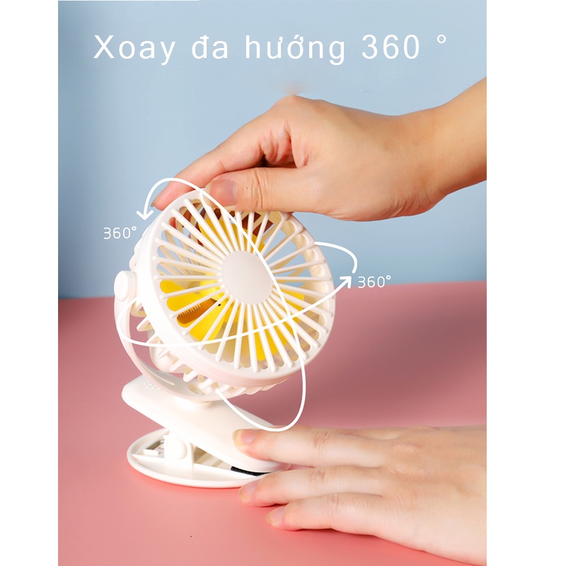 Quạt Bàn / Quạt Kẹp 2 trong 1 Quạt Sạc Mini Để Bàn 2500mAh, Kẹp Đa Năng Xoay 720 Độ,Quạt Mini Di Động-Chính Hãng
