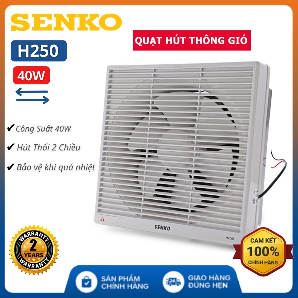 Quạt hút mùi gắn tường Senko H250 (40W) - quạt thông gió 2 chiều nhà bếp , vệ sinh mini công nghiệp , hút mùi tico