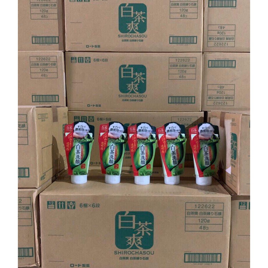 Sữa rửa mặt trà xanh Rohto Shirochasou Nhật Bản 120g cho da dầu mụn