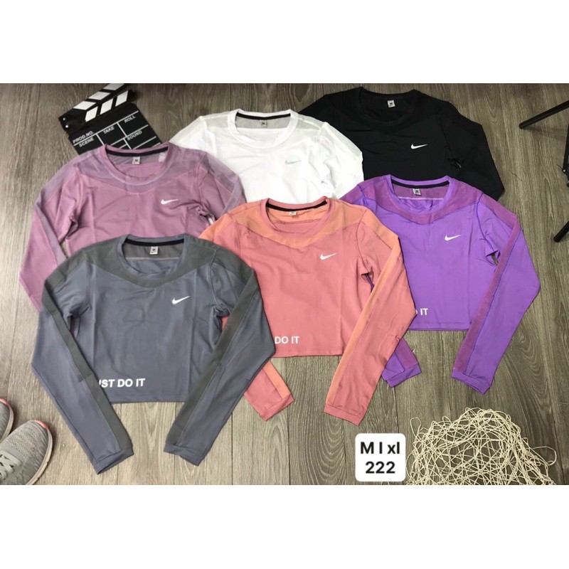 ÁO CROPTOP TAY DÀI PHỐI LƯỚI MẪU MỚI VỀ TẬP GYM/Yoga❤️ có hình mẫu mặc ❤️
