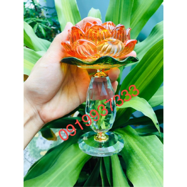 Đế đốt đèn hoa sen pha lê ( cao 15 cm )