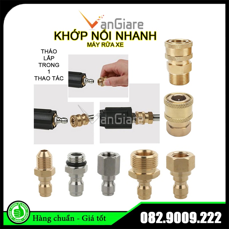 Khớp nối nhanh cho máy rửa xe, phụ kiện nối nhanh 13mm 14mm 17mm 21mm 22mm