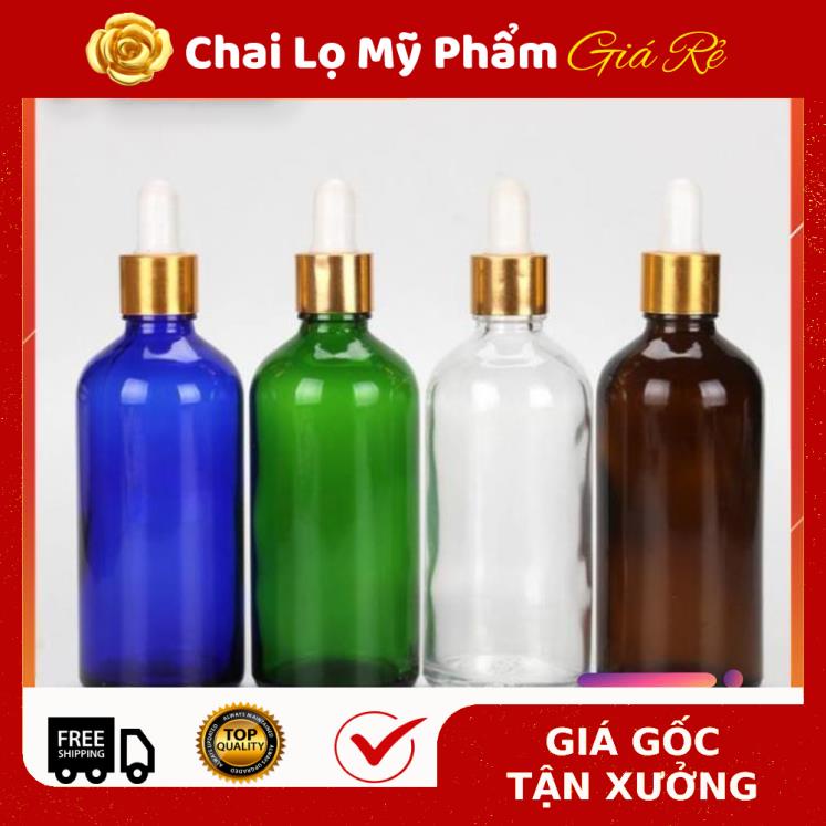 Lọ Chiết Serum ❤ RẺ VÔ ĐỊCH ❤ [100ml] Chai lọ đựng tinh dầu thủy tinh nắp bóp giọt (chai serum) [chai lo my pham] .