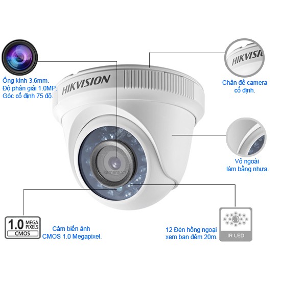 Camera Hikvision DS-2CE56C0T-IRP 1.0 megapixel