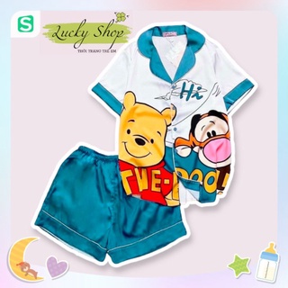 🐯 bộ pizama lụa satin đùi cho bé gái 🐅