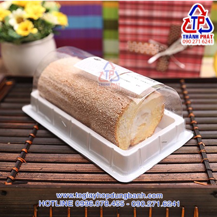 Hộp Nhựa H89 –Hộp vòm nhí - Hộp đựng bánh bông lan cuộn nhí 14cm